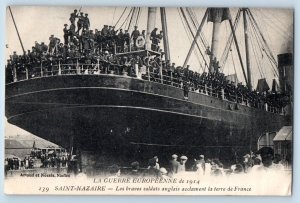 Saint-Nazaire France Postcard The Brave English Soldiers on Ship III 1914 WW1