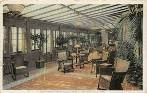 Greenfield Massachusetts 1921 Postcard Sun Parlor of Weldon Hotel