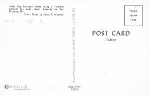 Key Biscayne Florida~Hotel Key Biscayne Front Entrance~1950s Cars~Postcard