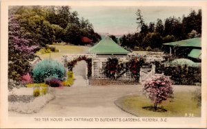 The Tea House & Entrance Bucharts Gardens Victoria BC Real Photo Postcard PC159
