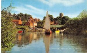 B101050 the river bure at belaugh norfolk broads ship bateaux   uk 14x9cm