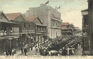 panama, COLON, Boliver Street, 3rd of November, Showing Government Building 1920