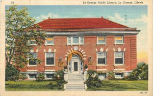 Postcard La Grange Illinois Public library Stoll-Teich linen 24-5588