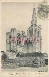 Old Postcard Crepy en Valois (Oise) Ruins of St. Thomas Militaria