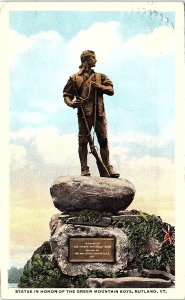 Postcard MONUMENT SCENE Rutland Vermont VT AI6009