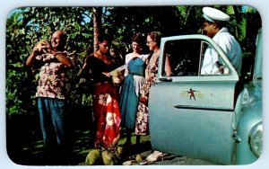 VITI LEVU, FIJI ~ Tourists Traveling by Car HUNTS TOURS 1950s Car Postcard