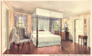 Vintage Postcard General Washington's Bed Chamber Mount Vernon Virginia VA