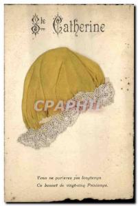 Old Postcard Fancy Embroidery Bonnet St Catherine