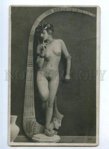 176410 EGYPT Belle NUDE BELLY DANCER Harp Vintage PHOTO #506