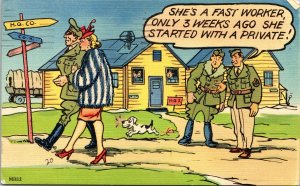 VINTAGE POSTCARD HUMOR ROMANCE MILTARY SOLDIER'S CARD MAILED CAMP DAVIS 1944