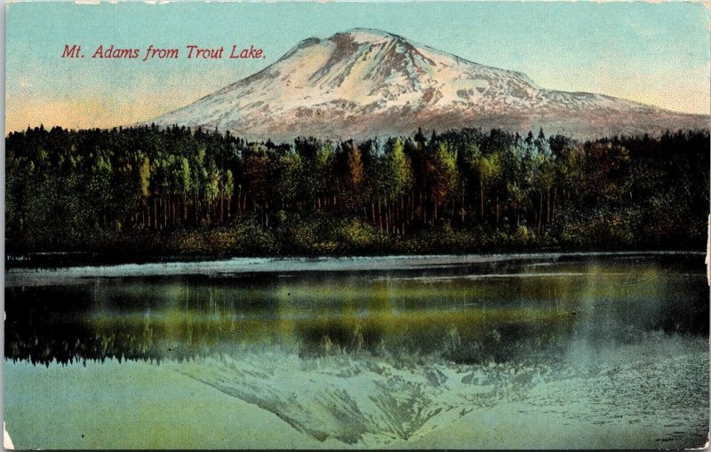 Mt Adams Trout Lake Reflection Divided Back Unposted Vintage  Nh Postcard