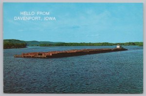 Transportation~Mississippi Tow Boat~Bluff Along Great River Road~IA~Vintage PC 