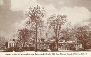 Diagnostic Clinic 1950s Ottawa Arthritis Sanitarium Illinois postcard 10955