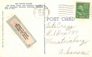 Vintage Postcard 1951 Old Water Tower And Palmolive Building By Night Chicago IL 
