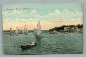 BELMAR NJ CANOEING at BUHLER'S ANTIQUE POSTCARD