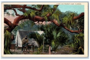 c1910 Tin Can Tourist Camp Tent Camping Jungle Forest Florida Vintage Postcard