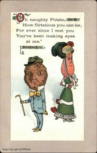 GW Bonte Vegetable Head Fantasy Naughty Flirting Potato c1910 Postcard