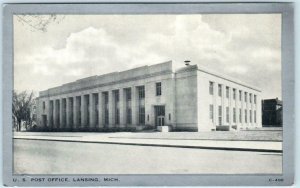 LANSING, Michigan  MI   U.S. POST OFFICE  ca 1940s Silver Border  Postcard