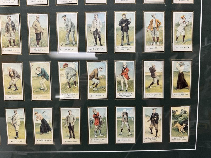British Golf Cigarette Card Set c1900 Framed Victorian Golfers Display