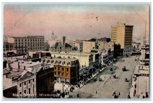 c1910 Air View Main Street Winnipeg Manitoba Canada Posted Antique Postcard