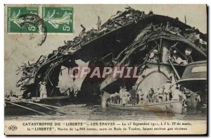 Old Postcard Boat War Catastrophe of Freedom wrecks