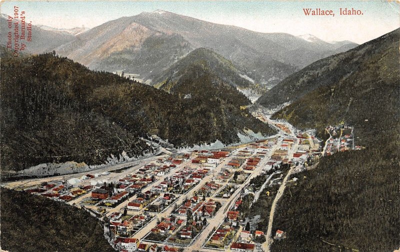 H83/ Wallace Idaho Postcard c1910 Birdseye View Mountains  56