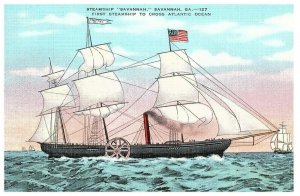 Steamship Savannah First Steamship to Cross the Atlantic Ocean Postcard