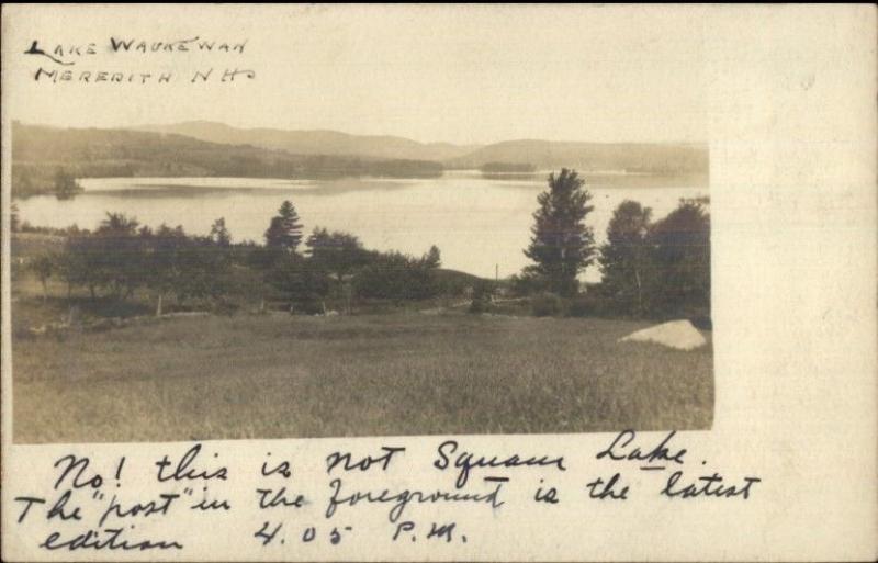 Meredith NH Lake Waukewan c1900 Private Mailing Real Photo Postcard