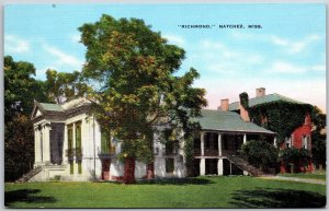 Richmond Natchez Mississippi MS Home Residence Grounds & Trees Postcard