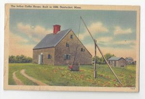 MA Nantucket Jethro Coffin House Vintage Linen Postcard