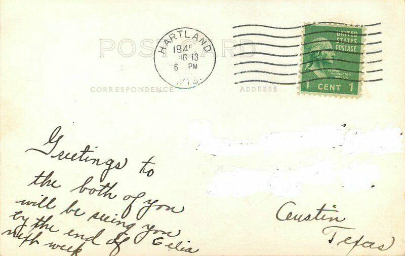 Holly Hill Wisconsin View NE 1945 RPPC Photo Postcard 4422