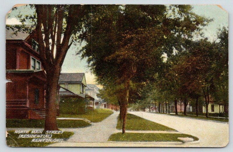 Kenton OH Homes N of Downtown on Main StWest SideShade Treesc1910 Postcard