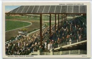 Horse Racing Mariano Race Track Havana Cuba linen postcard 