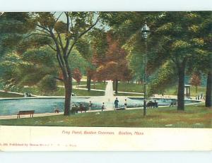 Unused Pre-1907 PEOPLE AT FROG POND Boston Massachusetts MA t3283