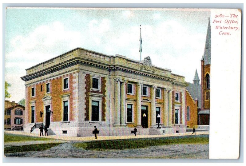 Waterbury Connecticut Postcard Post Office Exterior View Building c1905 Unposted