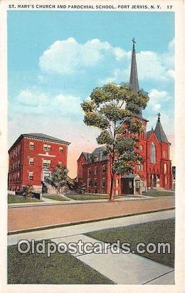 St Mary's Church & Parochial School Port Jervis, NY, USA Unused 