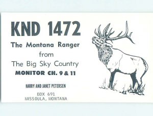 Pre-1980 RADIO CARD - CB HAM OR QSL Missoula Montana MT AH1003