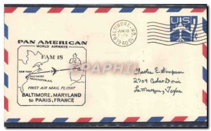 1 letter US Flight Baltimore Paris June 18, 1960