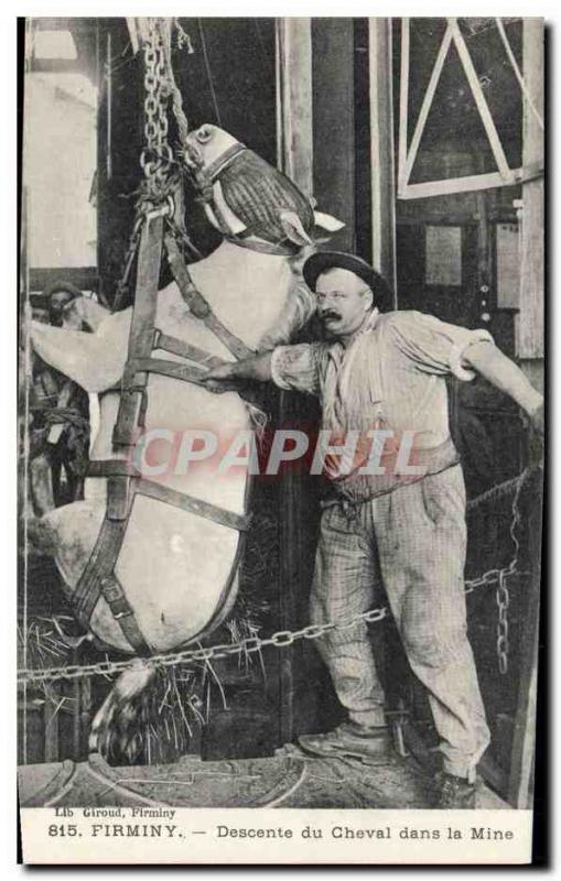 Postcard Old Mine Mines Firminy Horse Down in the mine TOP