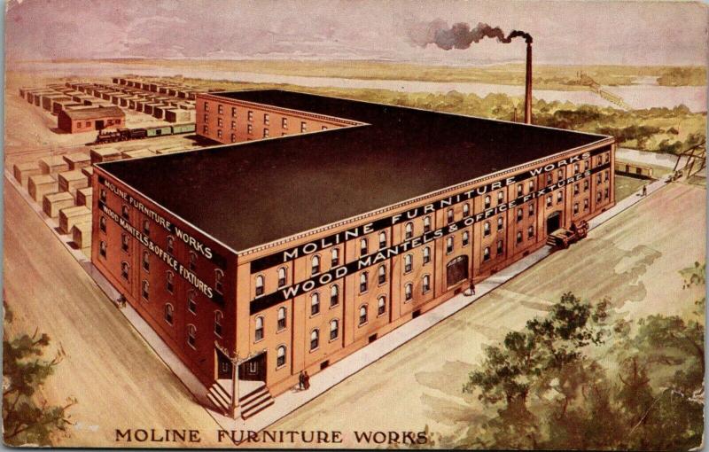 Moline Illinois~Moline Furniture Works~Wood Mantels~Office Fixtures Factory~1910