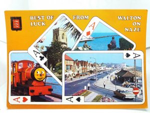 Walton on The Naze Essex Vintage Multiview Postcard Pier Train 1970s