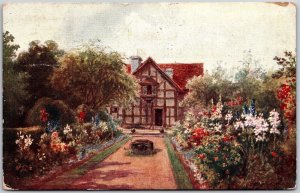 Shakespeare's Birthplace Garden Stratford-upon-Avon, England Painting Postcard