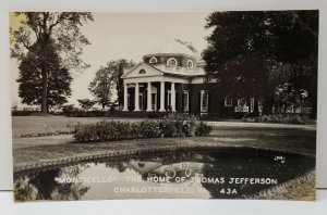 MONTICELLO, Home of THOMAS JEFFERSON Charlottesville Virginia RPPC Postcard C20