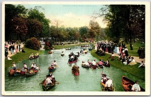 Detroit Michigan, Main Canal, Belle Isle Park, River, Boating, Vintage Postcard