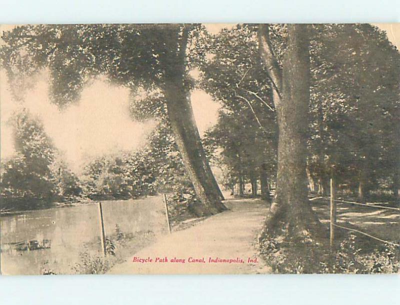 Unused Divided Back BICYCLE PATH ALONG THE CANAL Indianapolis Indiana IN hs3377