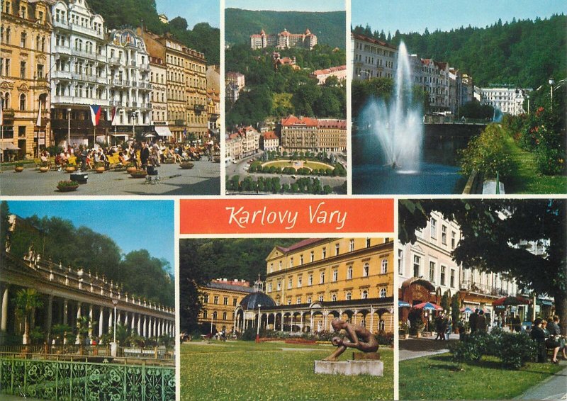 Postcard Czech Republic Karlovy Vary multi view