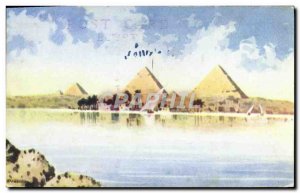 Old Postcard The Giza Pyramids Pyramids At Nileflood