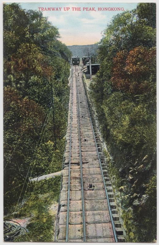 Hong Kong (China) Tramway up the Peak ca. 1910