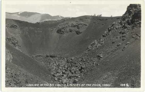 RPPC of the Big Crater, Craters of the Moon, Idaho, ID, AZO RP 1924-1949