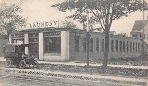 CITY LAUNDRY SPRINGFIELD MASSACHUSETTS ADVERTISING POSTCARD (c. 1905)